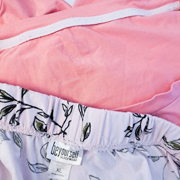 BeYourself Pajama Set Womens XL Pink Floral Weekend‎ Tee Comfy Lounge Sleepwear - Picture 10 of 11